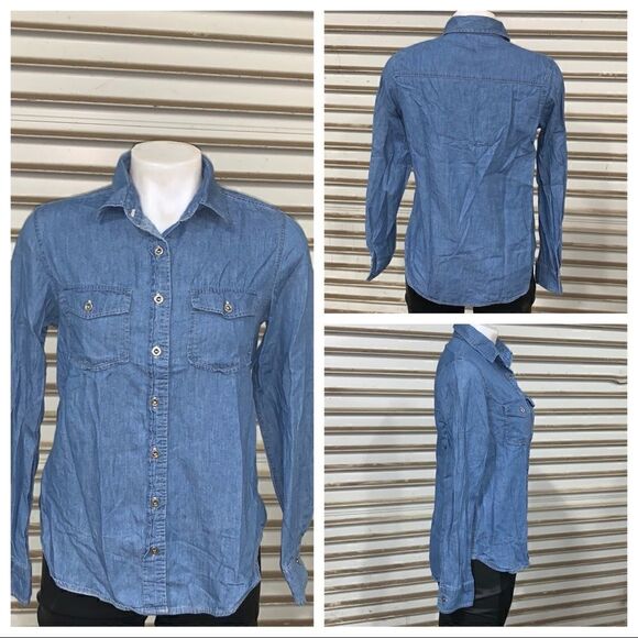 Ali & Kris long sleeve denim button up top - Picture 1 of 6
